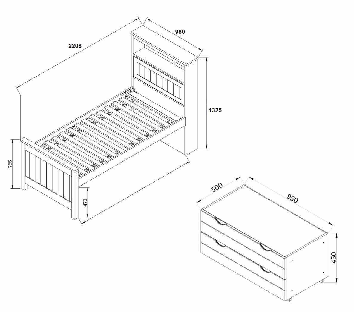 Butterworth Cabin Bed kids high storage drawers