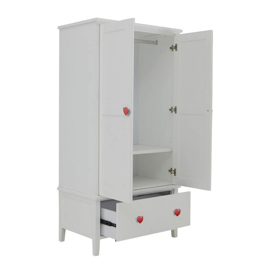 Red white heart handles double wardrobe