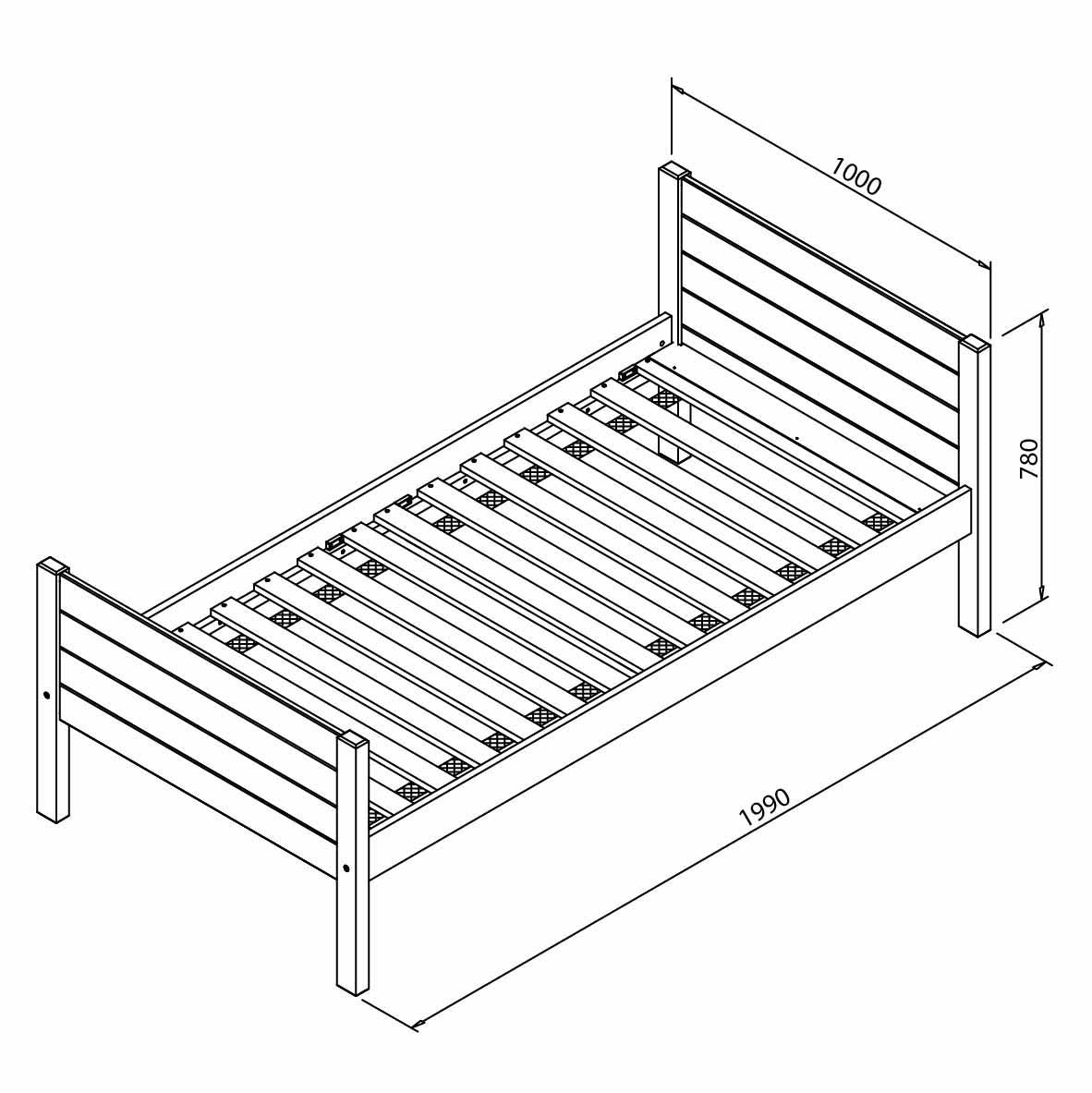 jango bed - tech drawing