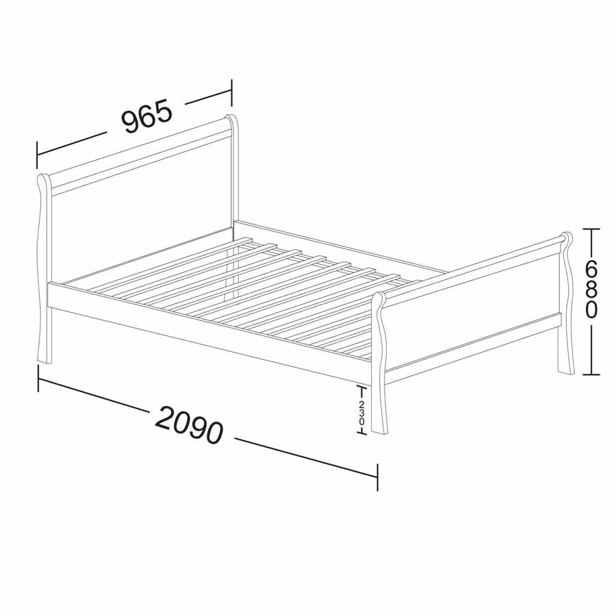 Nevis wooden bed frame measurement