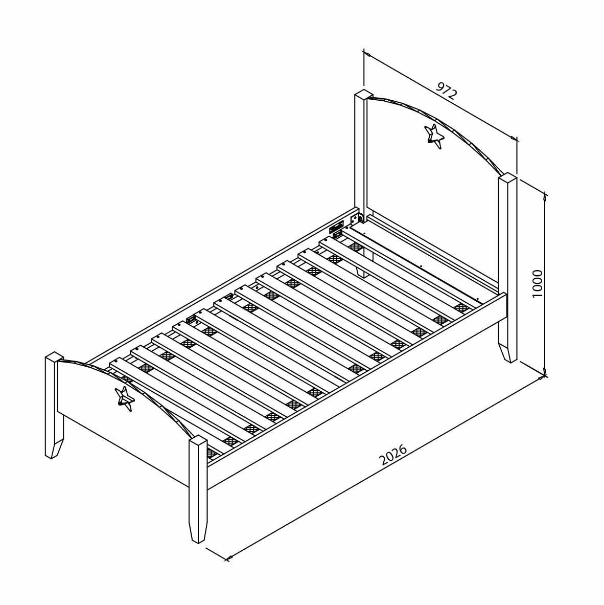 Starlight Single Bed solid wood kids white