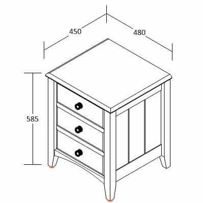 Starlight White Bedside Table 3 drawer night stand