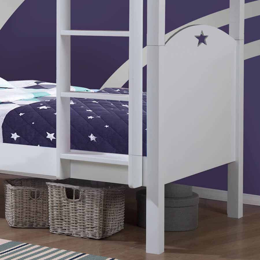 star light bunkbed white wood high single ladder kids