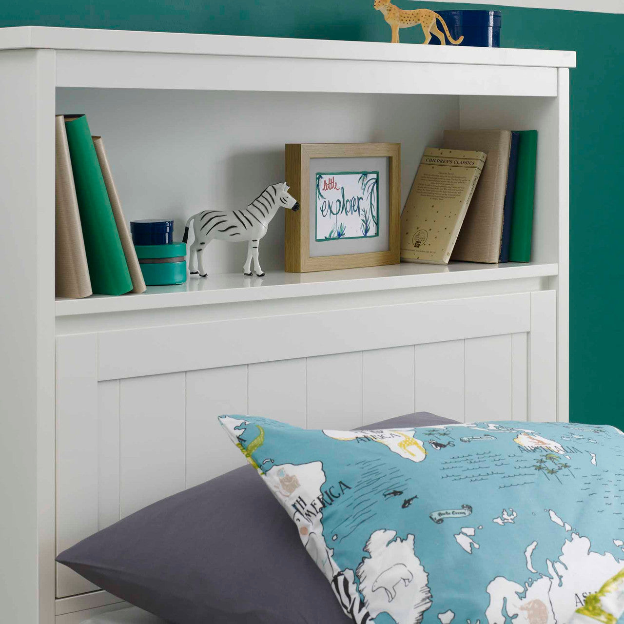 Butterworth Bed headboard storage solid wood white shelf