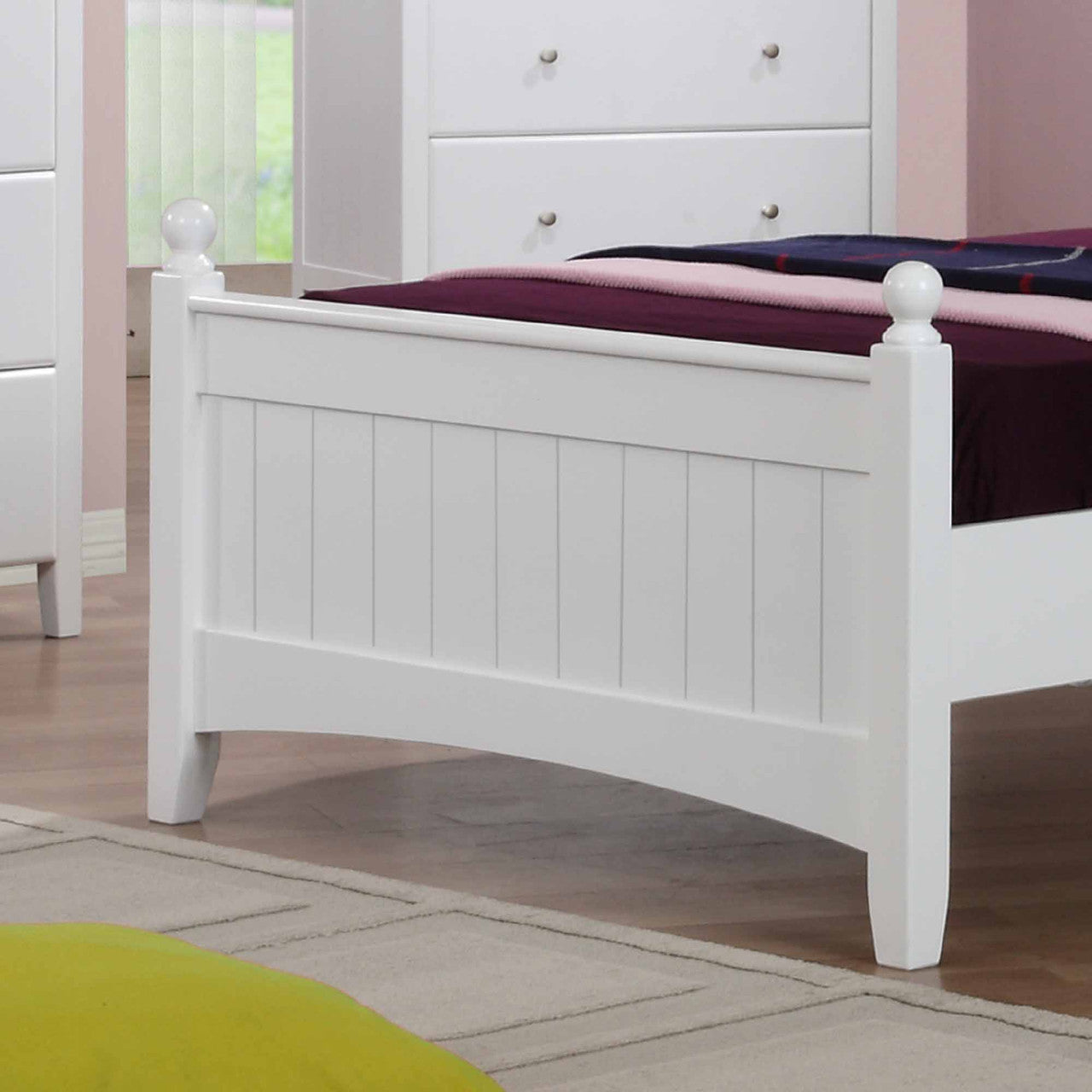 Childrens wooden storage bed footboard