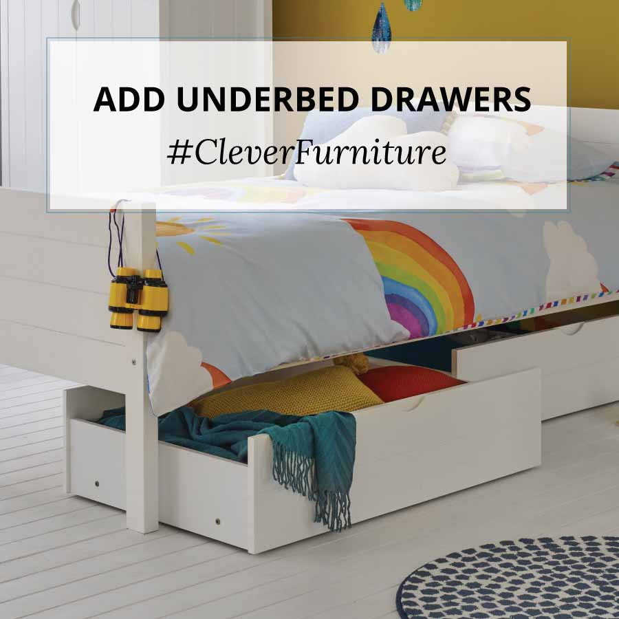 Underbed small storage drawers white