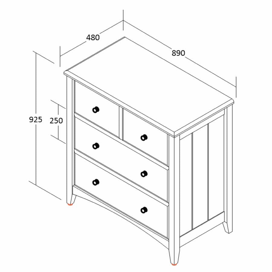 Starlight White 4 Drawer Dresser