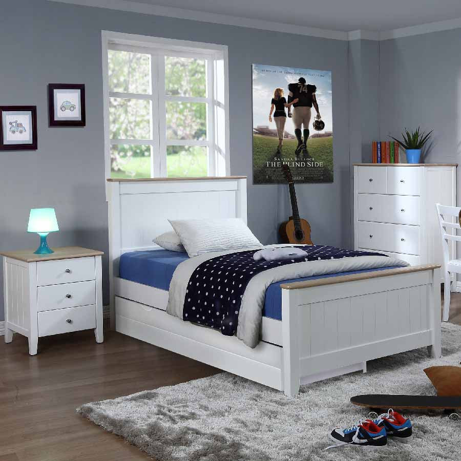 Single Bed long trundle drawer storage