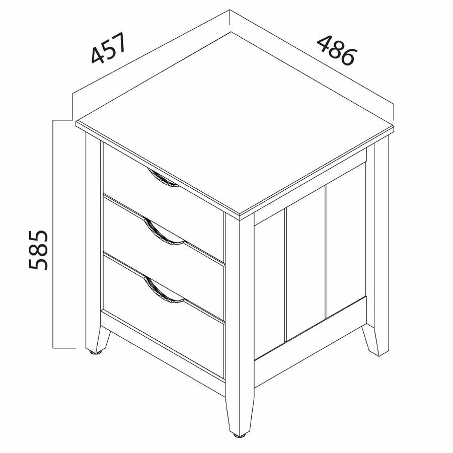 jango bedside table - tech drawing