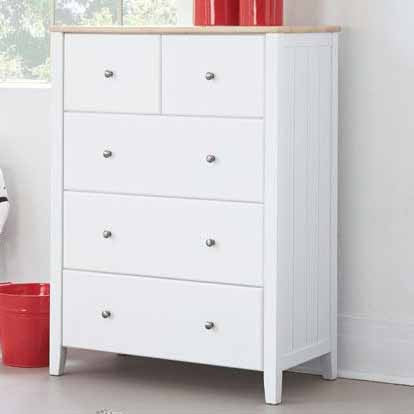 two tone 5 drawer chest storage large small drawers