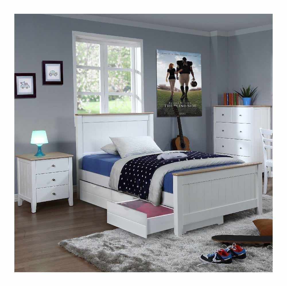 White and wood finish 3 piece set under bed storage drawers small