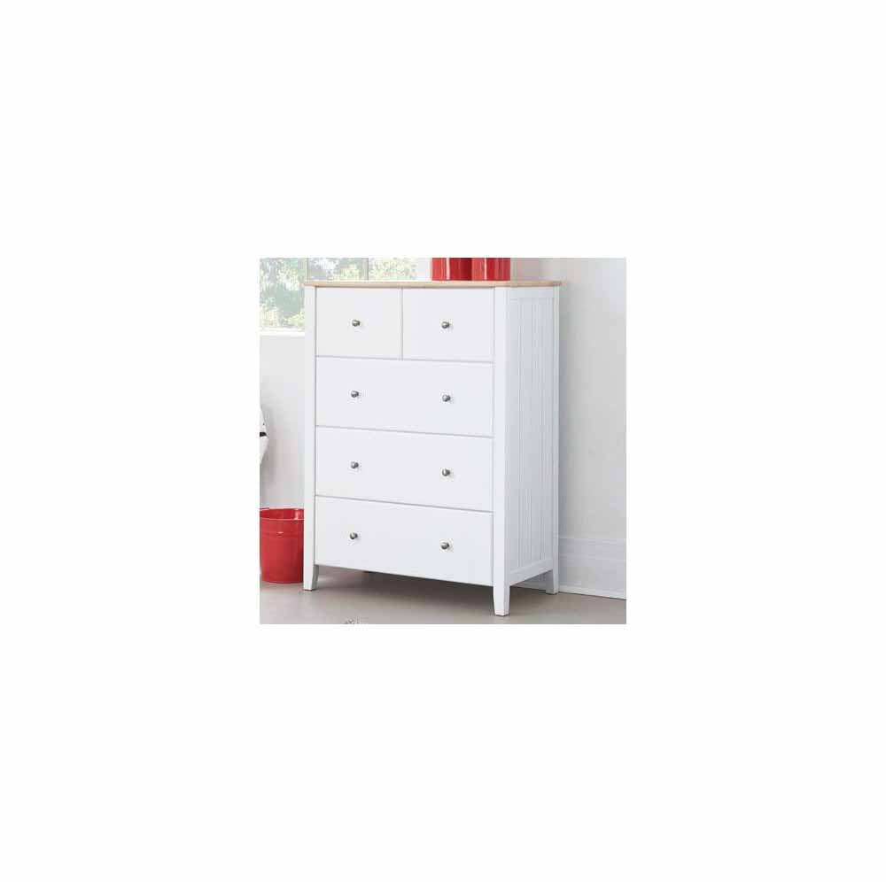 Two tone bedroom large 5 drawer dresser