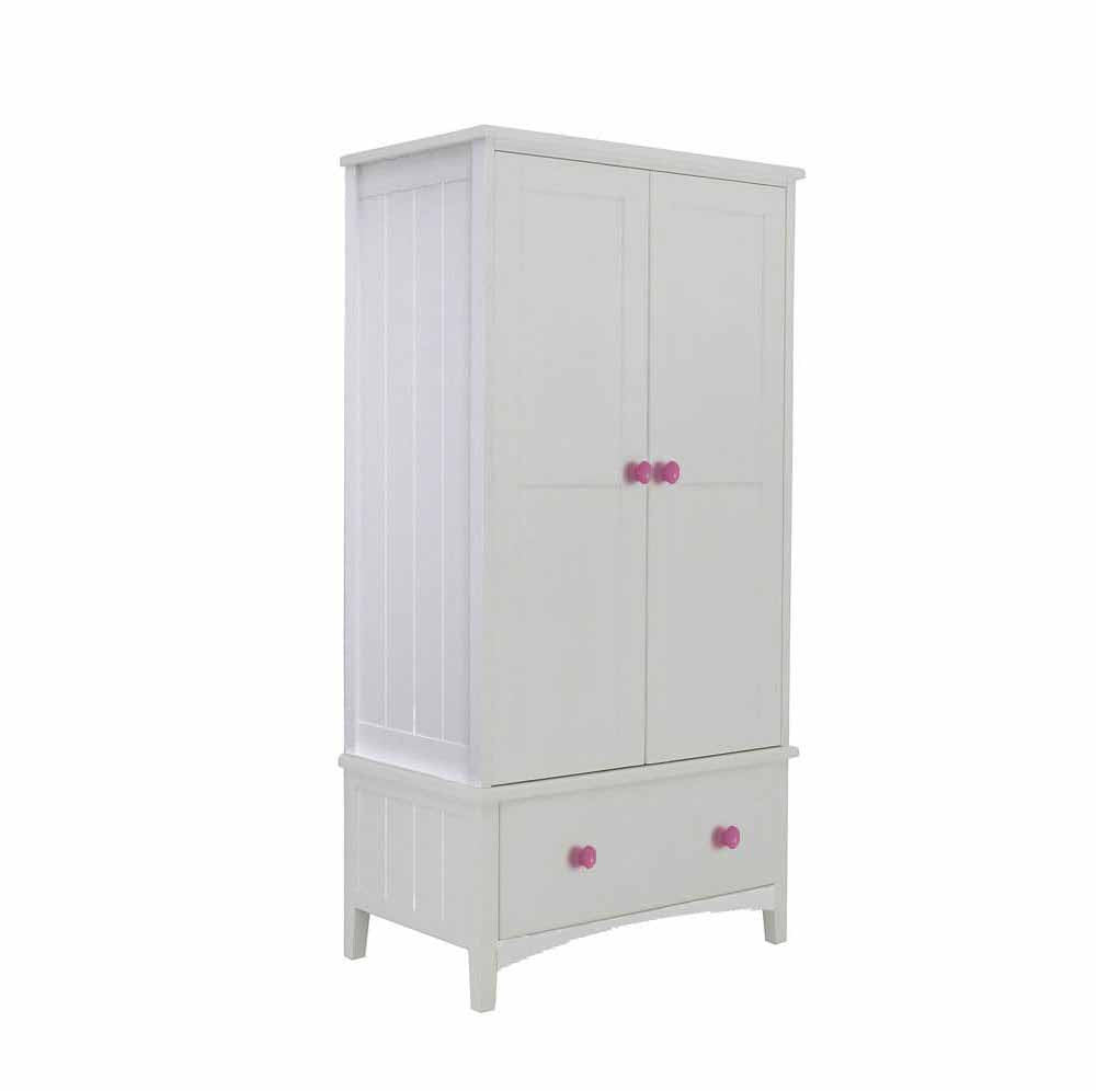 Snowy Single Bed Furniture Set 4 wardrobe red handles