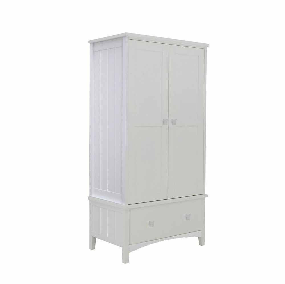 Nevis Wooden white double wardrobe white butterfly handles