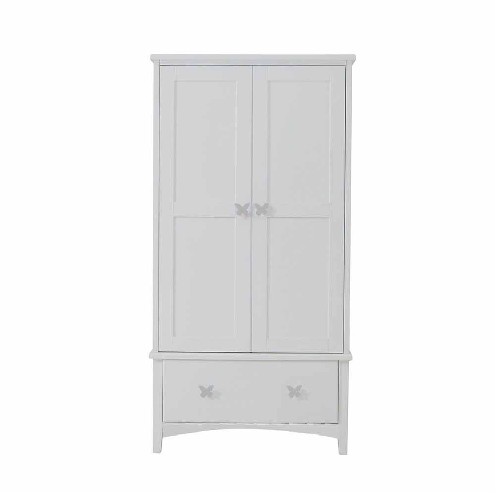 Nevis Wooden white double wardrobe white butterfly handles