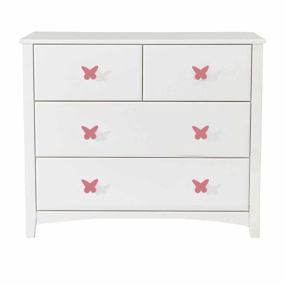 girls chest of drawers Pink handles butterfly