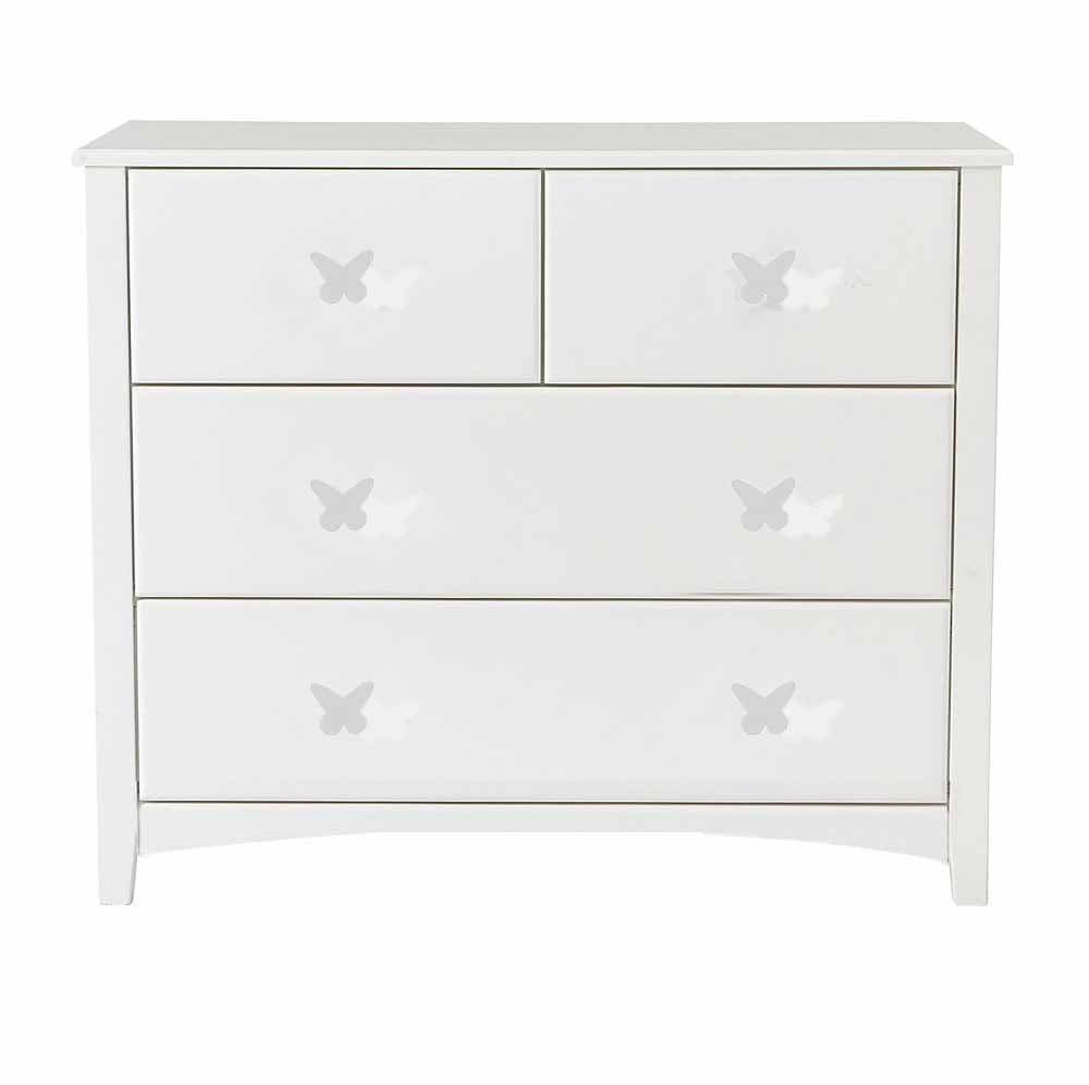 four drawer Nevis chest White handles butterfly