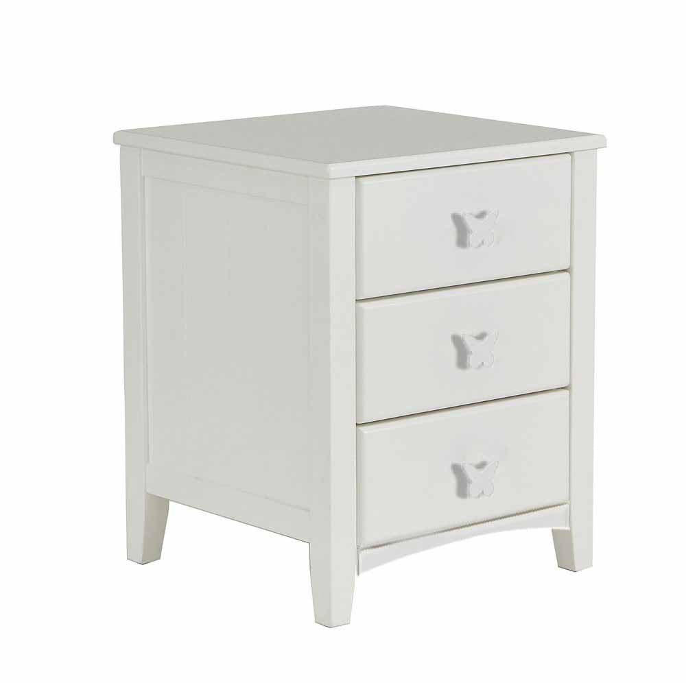 Wooden Nevis bedside side table butterfly white handles