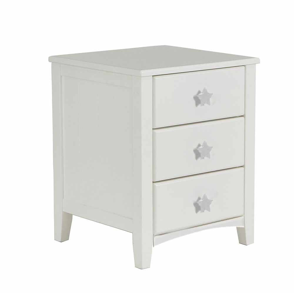 Wooden white bedside table white star handles