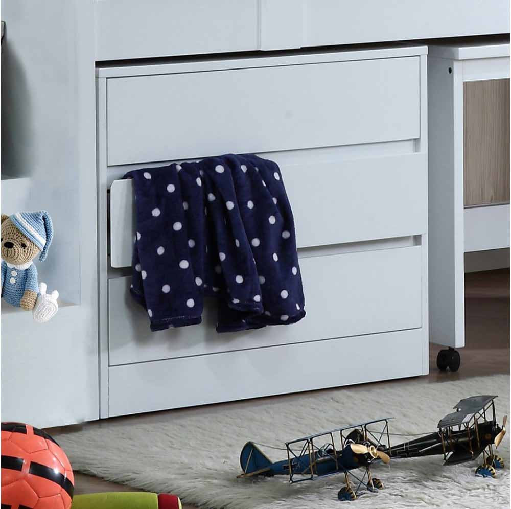 Universal Mid Sleeper 3 Drawer Chest white wood