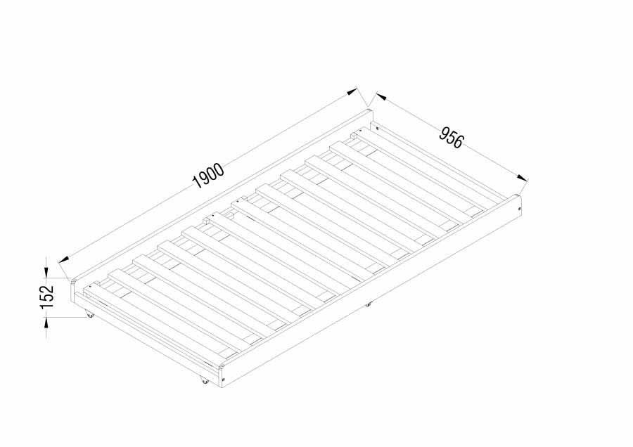 single bed tech drawing trundle