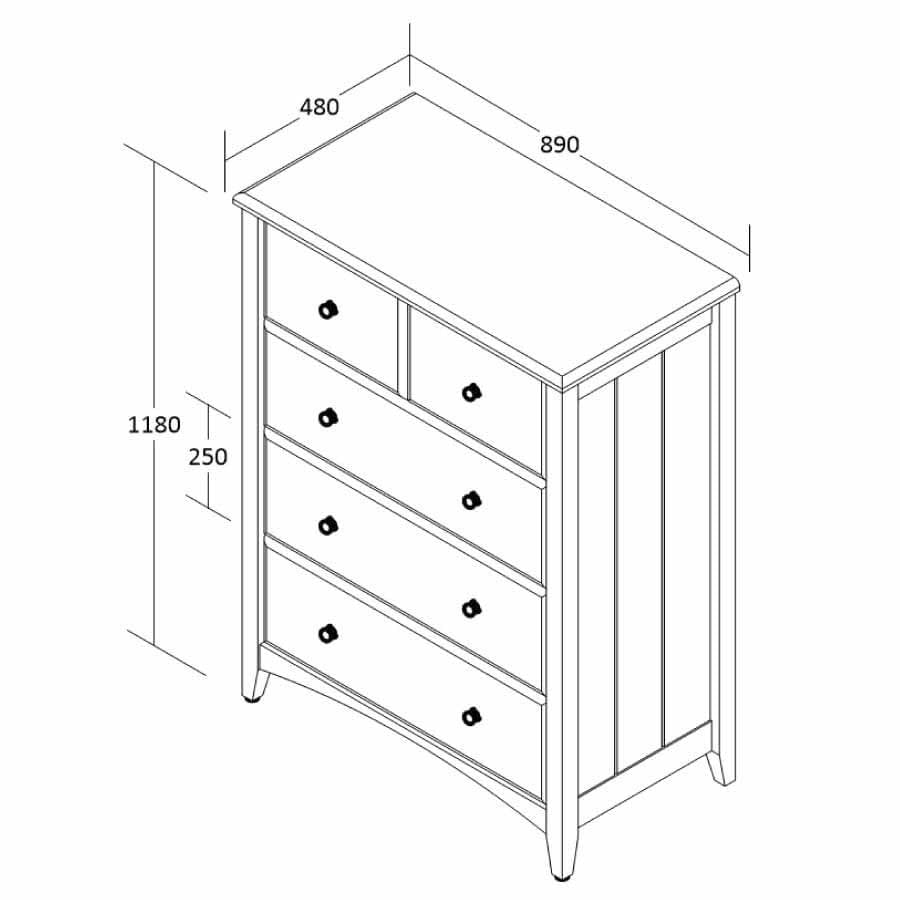 princess chest of drawer tech drawing