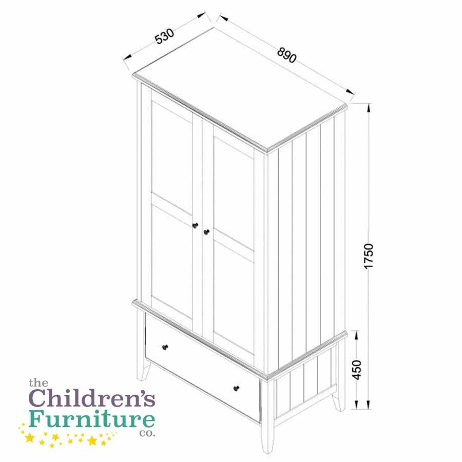 Holly wooden wardrobe measurements